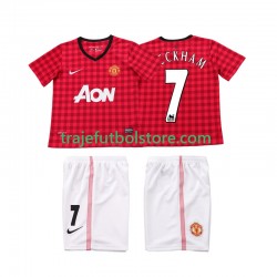 Camiseta 1ª Manchester United BECKHAM 7 2012 2013 Retro Niño Manga Corta
