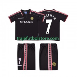 Camiseta 2ª Manchester United Beckham 7 Retro Niño 1998 1999 Manga Corta