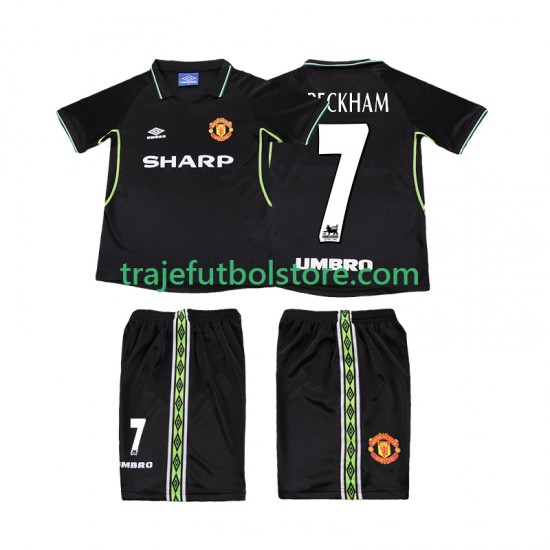 Camiseta 3ª Manchester United Beckham 7 Retro Niño 1998 1999 Manga Corta