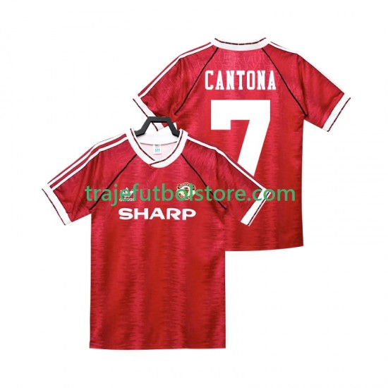 Camiseta 1ª Manchester United CANTONA 7 1990 1992 Retro Hombre Manga Corta