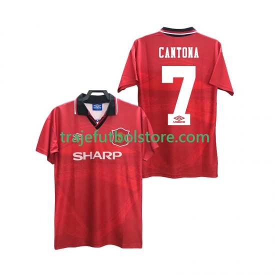 Camiseta 1ª Manchester United CANTONA 7 1996 Retro Hombre 1994 Manga Corta
