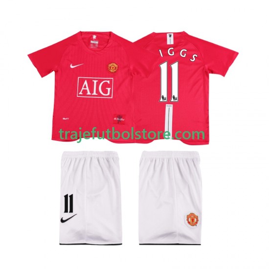Camiseta 1ª Manchester United GIGGS 11 Premier League 2007 Retro Niño 2008 Manga Corta