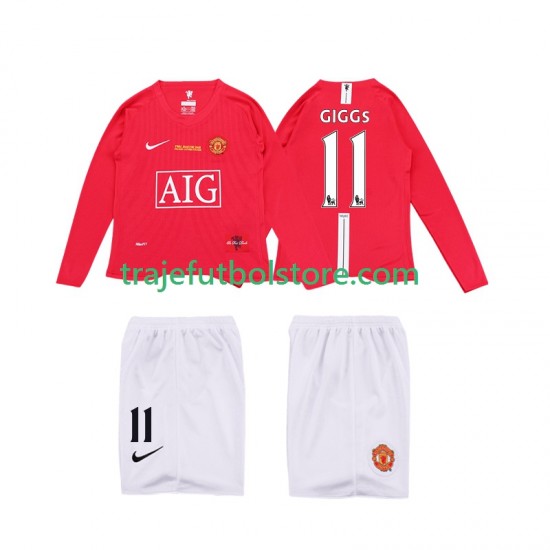 Camiseta 1ª Manchester United GIGGS 11 Premier League 2009 Retro Niño 2008 ML