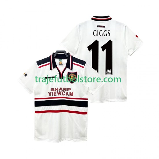 Camiseta 2ª Manchester United GIGGS 11 Retro Hombre 1998 1999 Manga Corta
