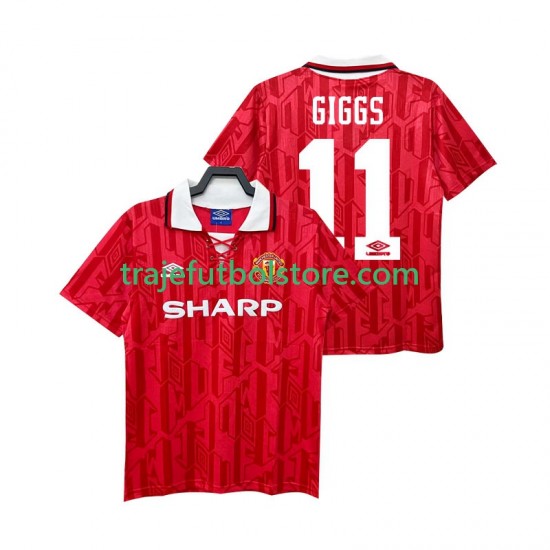 Camiseta 1ª Manchester United GIGGS 11 1992 Retro Hombre 1994 Manga Corta