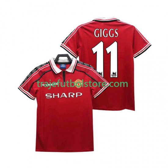 Camiseta 1ª Manchester United GIGGS 11 Retro Hombre 1998 1999 Manga Corta