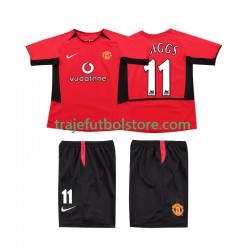 Camiseta 1ª Manchester United GIGGS 11 Retro Niño 2004 2002 Manga Corta