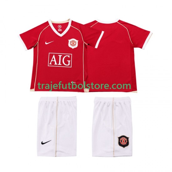 Camiseta 1ª Manchester United 2007 Retro Niño 2006 Manga Corta