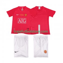 Camiseta 1ª Manchester United Champions League 2007 Retro Niño 2008 Manga Corta