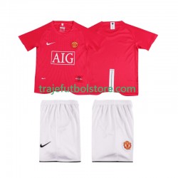 Camiseta 1ª Manchester United Premier League 2007 Retro Niño 2008 Manga Corta