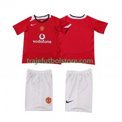Camiseta 1ª Manchester United 2005 Retro Niño 2006 Manga Corta