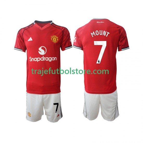 Camiseta 1ª Manchester United Mason Mount 7 Niño 2025-2026 Manga Corta