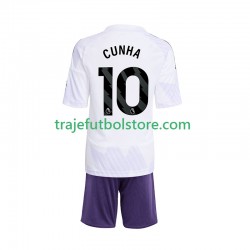 Camiseta 2ª Manchester United Matheus Cunha 10 Niño 2025-2026 Manga Corta