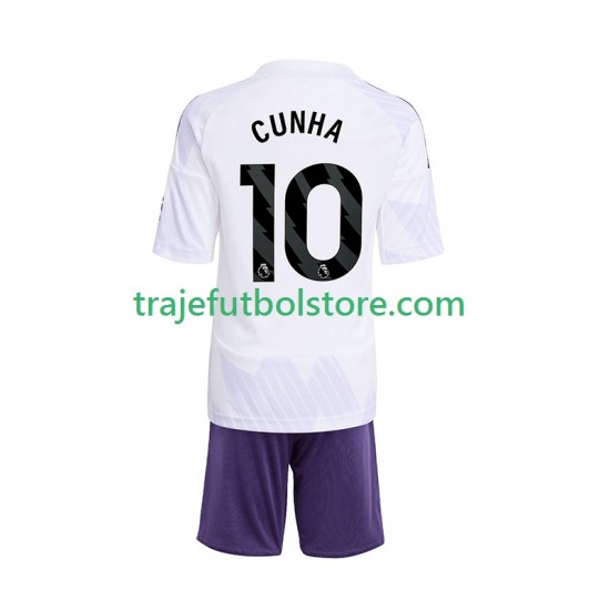 Camiseta 2ª Manchester United Matheus Cunha 10 Niño 2025-2026 Manga Corta