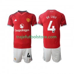 Camiseta 1ª Manchester United Matthijs de Ligt 4 Niño 2025-2026 Manga Corta