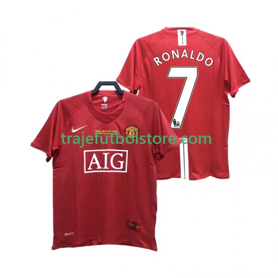 Camiseta 1ª Manchester United RONALDO 7 2007 Retro Hombre 2008 Manga Corta