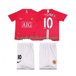 Camiseta 1ª Manchester United ROONEY 10 Premier League 2007 Retro Niño 2008 Manga Corta