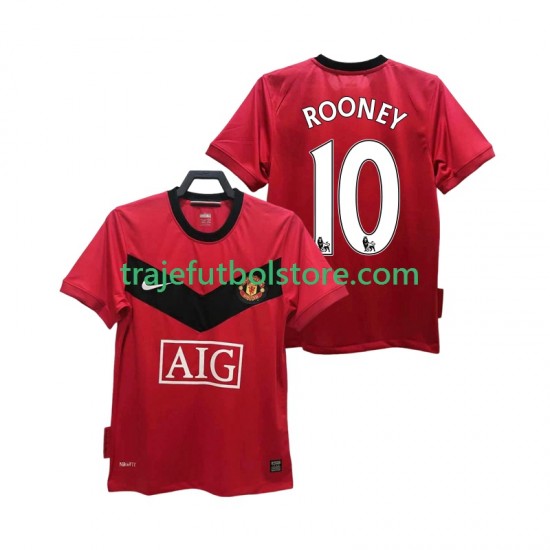 Camiseta 1ª Manchester United ROONEY 10 2009 Retro Hombre 2010 Manga Corta