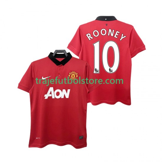 Camiseta 1ª Manchester United ROONEY 10 2013 2014 Retro Hombre Manga Corta