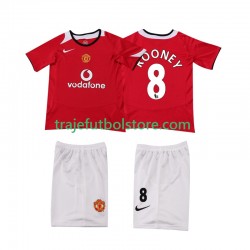 Camiseta 1ª Manchester United ROONEY 8 2005 Retro Niño 2006 Manga Corta