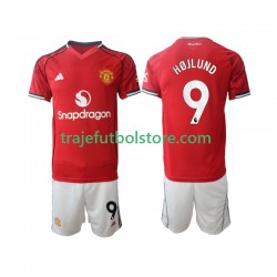 Camiseta 1ª Manchester United Rasmus Hojlund 9 Niño 2025-2026 Manga Corta