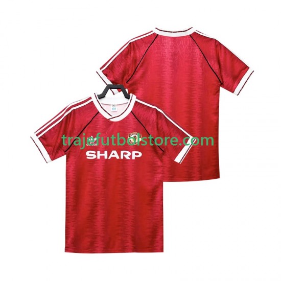 Camiseta 1ª Manchester United 1990 1992 Retro Hombre Manga Corta