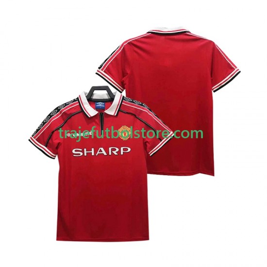 Camiseta 1ª Manchester United Retro Hombre 1998 1999 Manga Corta