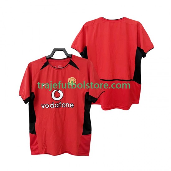 Camiseta 1ª Manchester United Retro Hombre 2004 2002 Manga Corta