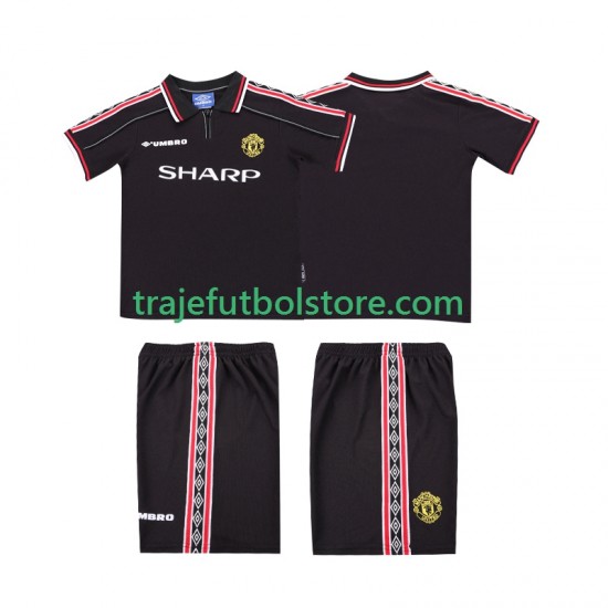 Camiseta 2ª Manchester United Retro Niño 1998 1999 Manga Corta