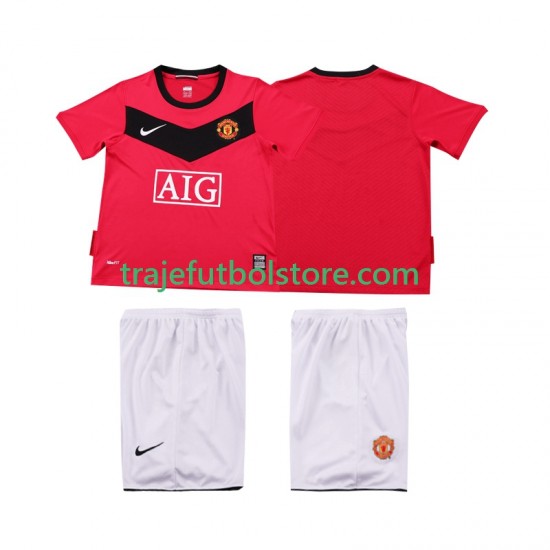 Camiseta 1ª Manchester United 2009 Retro Niño 2010 Manga Corta