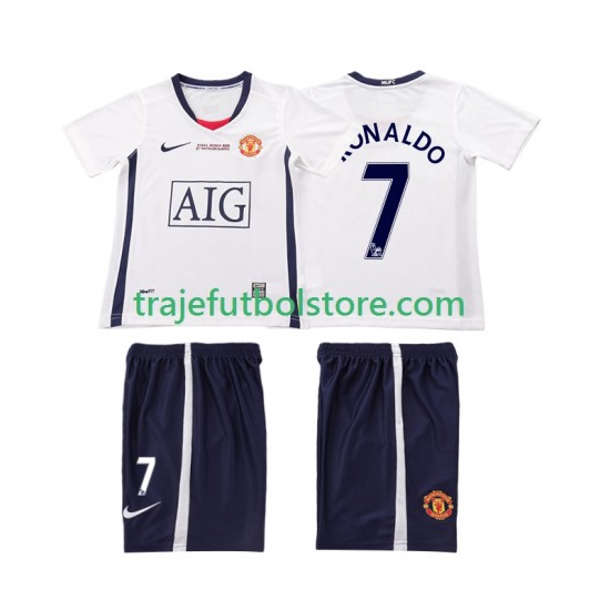 Camiseta 2ª Manchester United Ronaldo 7 Champions League 2009 Retro Niño 2008 Manga Corta