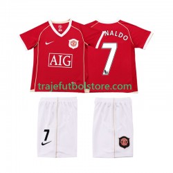 Camiseta 1ª Manchester United Ronaldo 7 2007 Retro Niño 2006 Manga Corta