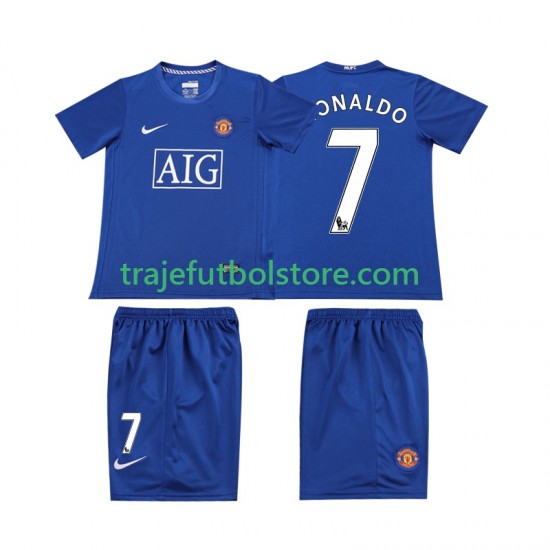 Camiseta 3ª Manchester United Ronaldo 7 2009 Retro Niño 2008 Manga Corta
