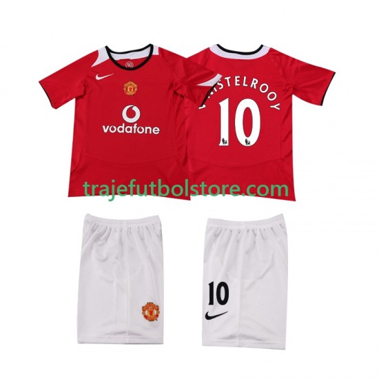 Camiseta 1ª Manchester United Ruud van Nistelrooy 2005 Retro Niño 2006 Manga Corta