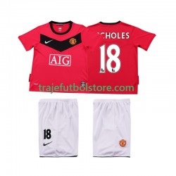 Camiseta 1ª Manchester United SCHOLES 18 2009 Retro Niño 2010 Manga Corta