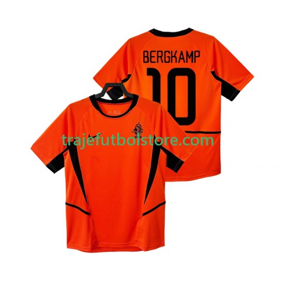 Camiseta 1ª Países Bajos BERGKAMP 10 Retro Hombre 2002 Manga Corta