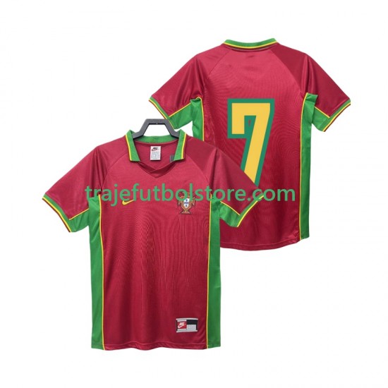 Camiseta 1ª Portugal 7 Retro Hombre 1998 Manga Corta