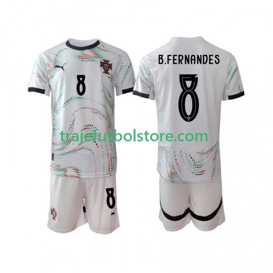 Camiseta 2ª Portugal Bruno Fernandes 8 Niño 2025-2026 Manga Corta