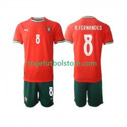 Camiseta 1ª Portugal Bruno Fernandes 8 Niño 2025-2026 Manga Corta