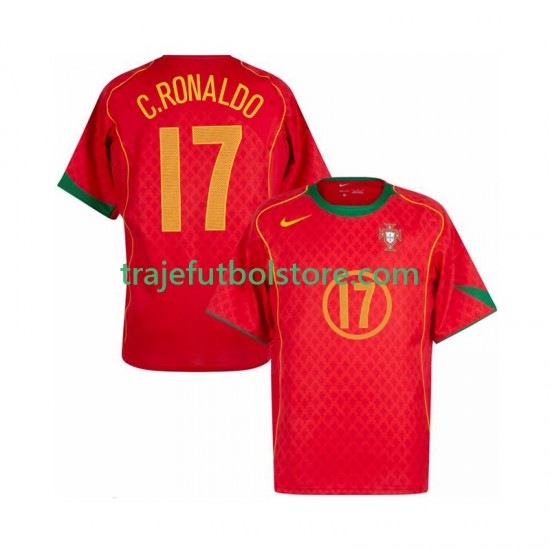 Camiseta 1ª Portugal Cristiano Ronaldo 17 Retro Hombre 2004 Manga Corta