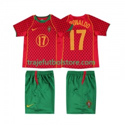 Camiseta 1ª Portugal Cristiano Ronaldo 17 Retro Niño 2004 Manga Corta