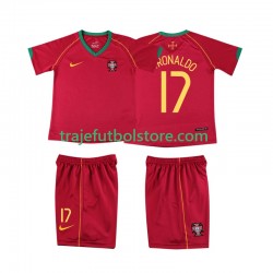 Camiseta 1ª Portugal Cristiano Ronaldo 17 Retro Niño 2006 Manga Corta