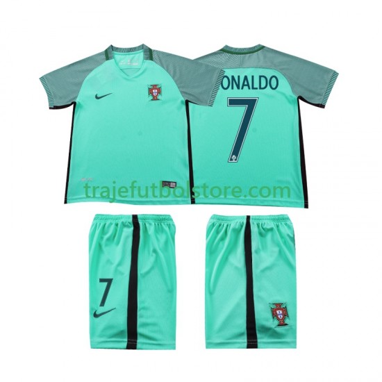 Camiseta 2ª Portugal Cristiano Ronaldo 7 2016 Retro Niño Manga Corta