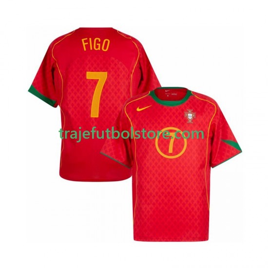 Camiseta 1ª Portugal Figo 7 Retro Hombre 2004 Manga Corta
