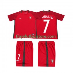 Camiseta 1ª Portugal RONALDO 7 2016 Retro Niño Manga Corta