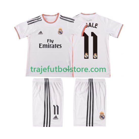 Camiseta 1ª Real Madrid BALE 11 2013 2014 Retro Niño Manga Corta