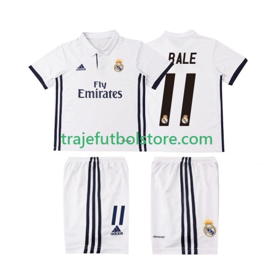 Camiseta 1ª Real Madrid BALE 11 2016 2017 Retro Niño Manga Corta