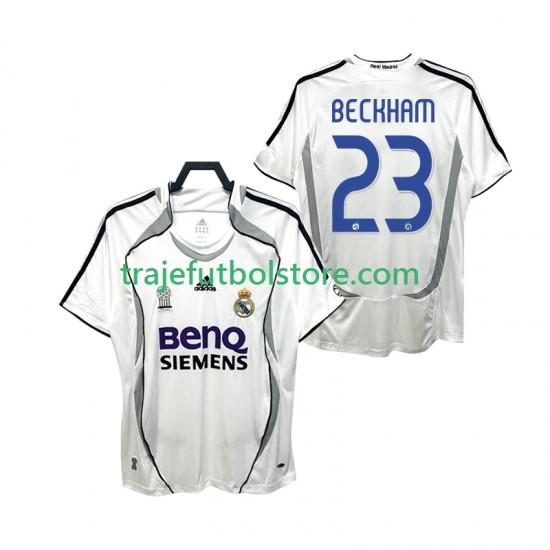 Camiseta 1ª Real Madrid BECKHAM 23 2007 Retro Hombre 2006 Manga Corta