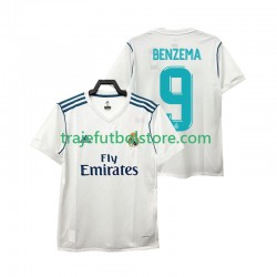 Camiseta 1ª Real Madrid BENZEMA 9 2017 2018 Retro Hombre Manga Corta