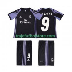 Camiseta 3ª Real Madrid BENZEMA 9 2016 2017 Retro Niño Manga Corta